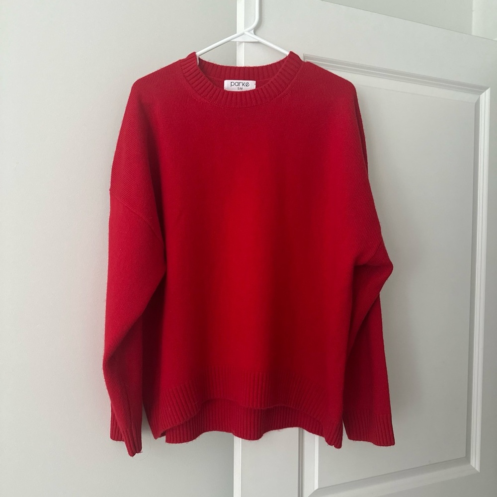 Parke Oversized Crewneck Cashmere Sweater Red NWT Valentine’s Day